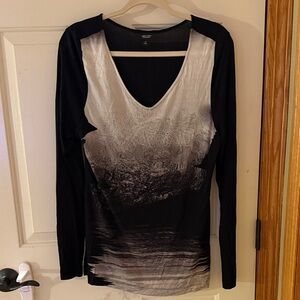 Simply Vera Vera Wang Black and Gray Long Sleeve Top